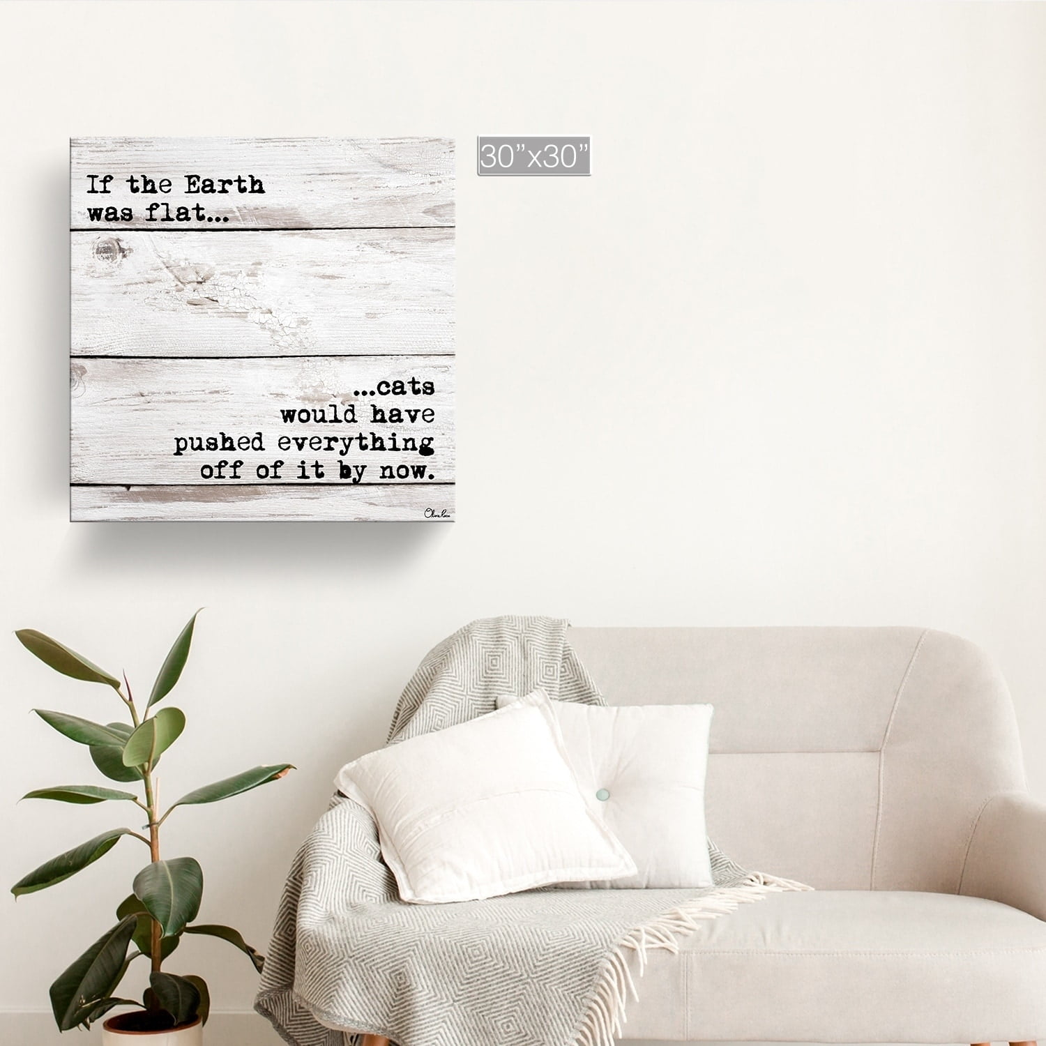 Rustic White and Black Cat Quote Canvas Print