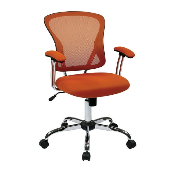 Porch & Den Globeville Chrome Mesh Vinyl Office Chair Orange