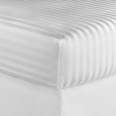 Home Sweet Home Dream Striped 1200 TC Egyptian Cotton Deep Pocket Bed Sheet Set White Hypoallergenic,Fully Elasticized Fitted Sheet,Cooling Queen
