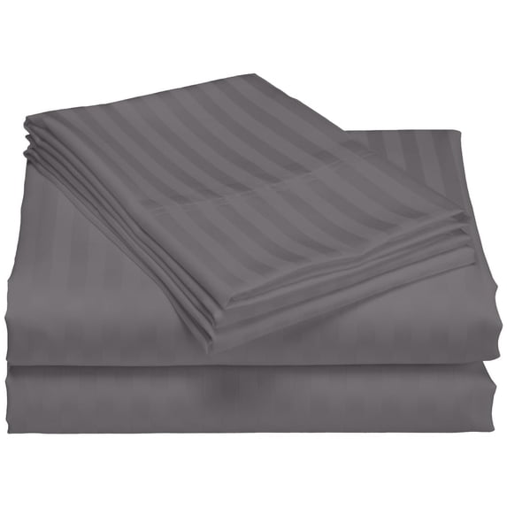 Striped 1200 TC Egyptian Cotton Deep Pocket Bed Sheet Set Grey Hypoallergenic,Fully Elasticized Fitted Sheet,Cooling Full Modern & Contemporary