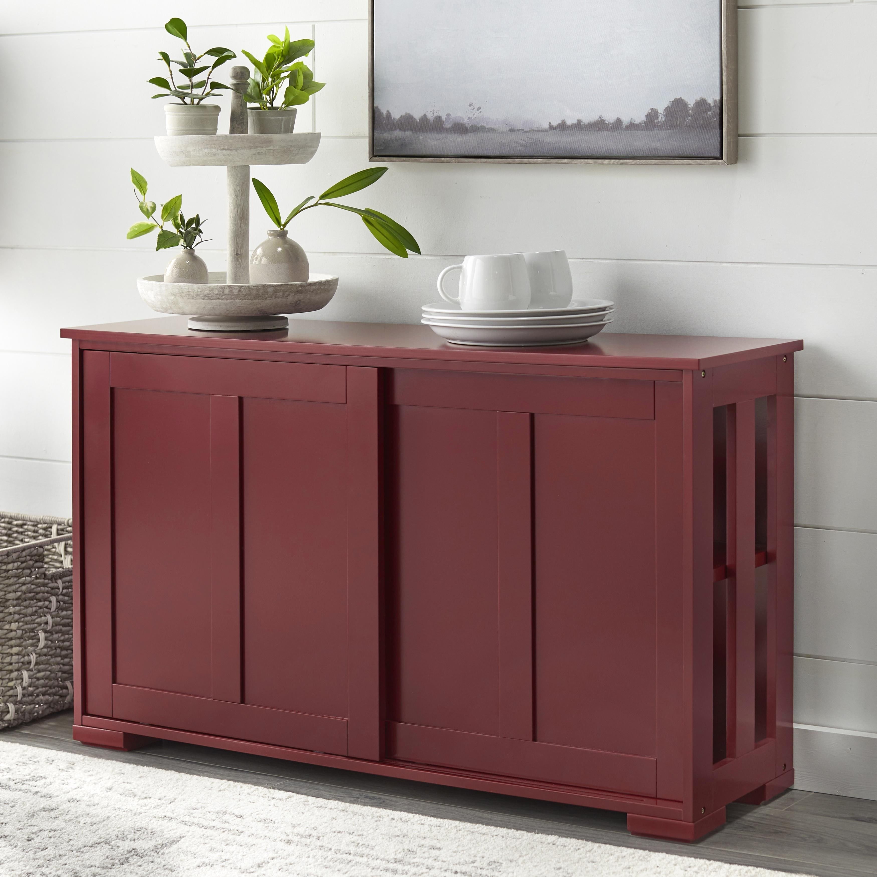 Porch Den Jefferson Stackable Buffet Sideboard with Sliding Door Red Finish Walmart