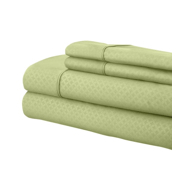 Porch & Den Jenshire Greek Key Embossed Bed Sheet Set Sage King