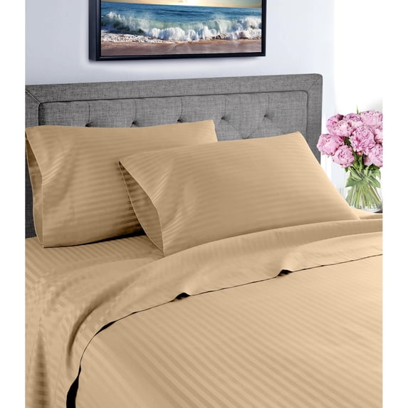 Porch & Den 1000 Thread Count Cotton-rich Deep Pocket Sheet Set Taupe Cotton Twin XL Modern & Contemporary