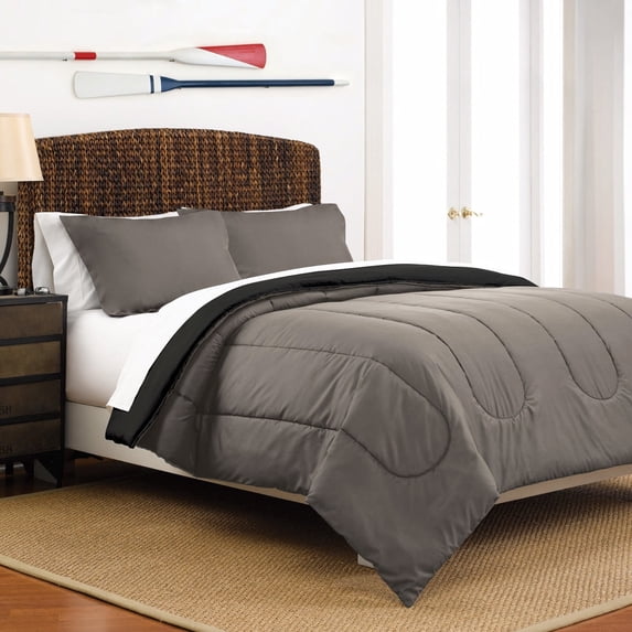 Porch & Den Martex Reversible Comforter Set Black/Grey Twin 2 Piece