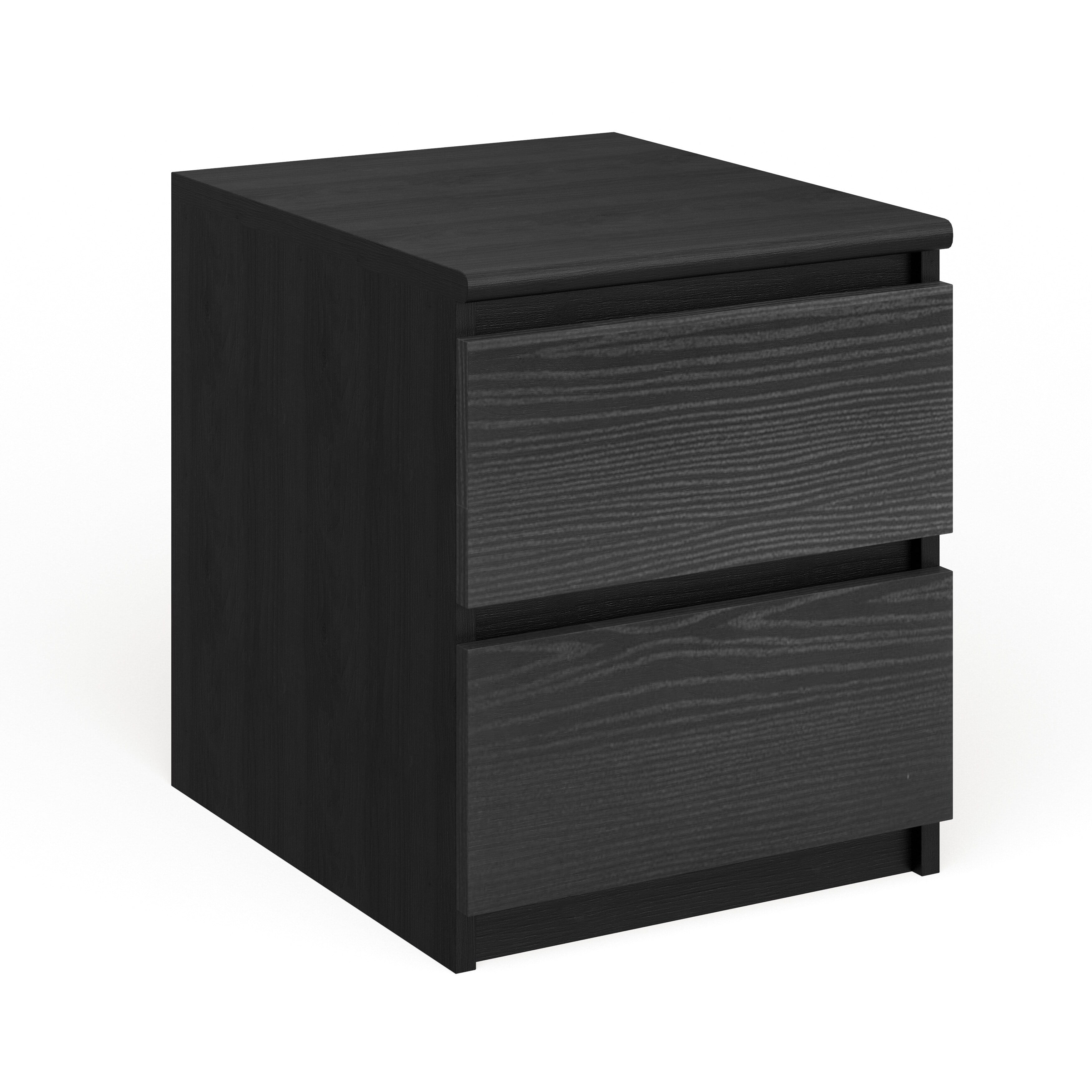 Porch Den McKellingon Contemporary 2 drawer Nightstand Black Woodgrain N A