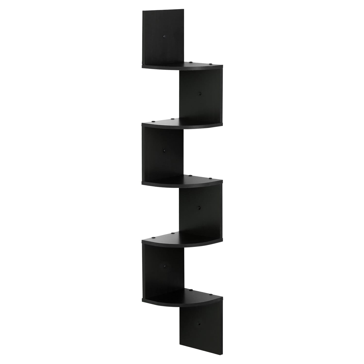 Espresso 5-Tier Floating Corner Wall Shelf