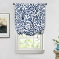 thumbnail image 1 of DriftAway Julia Watercolor Blooming Flower Floral Tie Up Curtain Thermal Insulated Blackout Window Adjustable Balloon Curtain Shade for Small Window Rod Pocket Single 47"L x 25"W Navy, 1 of 6