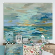 Porch & Den  "Pastel Blue Sea" Cottage Canvas Wall Art 40 in. wide x 30 in. high