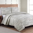 thumbnail image 1 of Porch & Den  Pepperidge Brown Abstract Stripe Pattern Quilt Set Full, Full - Queen 3 Piece, 1 of 3