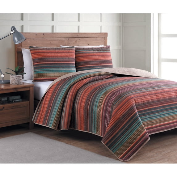 Porch & Den Robledo Reversible Quilt Set Orange Full/Queen, Full - Queen Adult All Season 3 Piece Traditional
