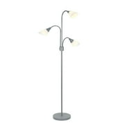 Catalina Lighting Medusa 70.25 3-Light Floor Lamp with White Plastic Dome Shade Modern Floor Light Fixture for Living Room, Bedroom or Office, Silver