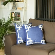 Porch & Den  Schendel Greek Key Throw Pillow Cover Set (2 pcs in set) Blue-18x18 Cover Only 18 x 18