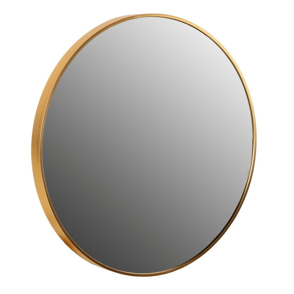 Porch & Den Smock Metal Framed 24-inch Round Mirror Gold Gold