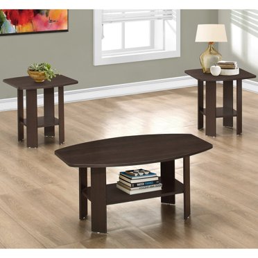 Monarch 3-Piece Coffee Table Set – Laminate, Grey, Wood Frame, Living Room Accent