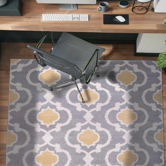 Porch & Den Touro Trellis Area Rug Gray/Yellow 7'10" x 10'2" 8' x 10', 7' x 9' Indoor Living Room, Bedroom, Dining Room Ivory, Grey Rectangle