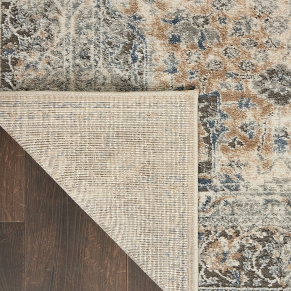 Porch & Den Traditional Bordered Medallion Area Rug Beige/Grey 2'2" x 7'6" Runner 8' Runner Runner, Indoor Living Room, Bedroom, Dining Room Runner,