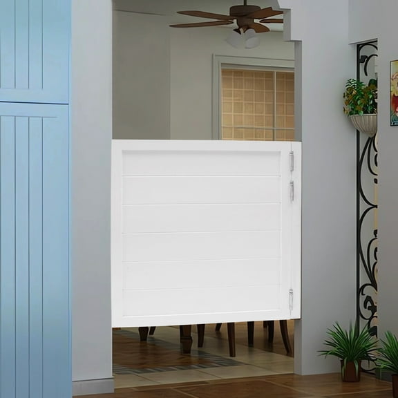 Porch Entrance Swinging Door Solid Wood Swinging Door, White Solid Wood Swing Door,180 Opening Angle