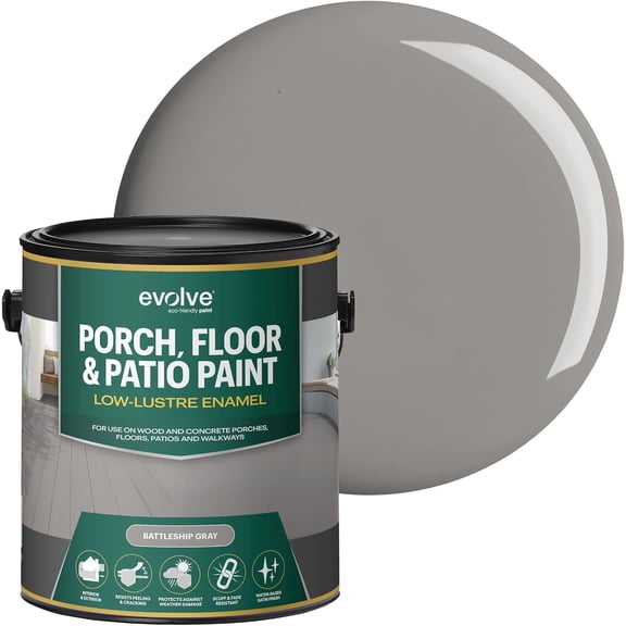 Evolve Porch & Floor Paint, Fast-Drying Wood and Concrete Paint, Battleship Gray, 1 Gallon