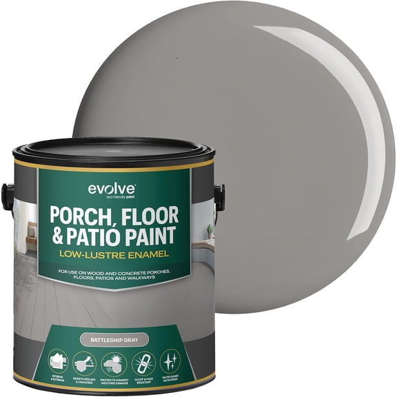 Evolve Porch & Floor Paint, Fast-Drying Wood and Concrete Paint, Battleship Gray, 1 Gallon