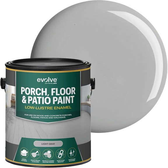 Evolve Porch & Floor Paint, Fast-Drying Wood and Concrete Paint, Light Gray, 1 Gallon