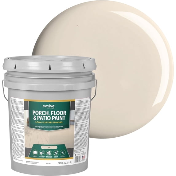 Evolve Porch & Floor Paint, Fast-Drying Wood and Concrete Paint, Tan, 5 Gallon