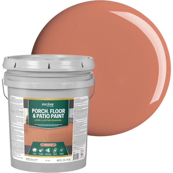 Evolve Porch & Floor Paint, Fast-Drying Wood and Concrete Paint, Terracotta, 5 Gallon