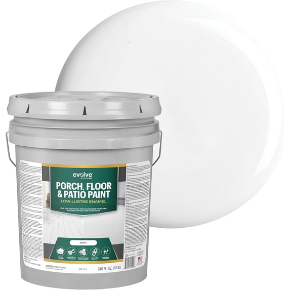 Evolve Porch & Floor Paint, Fast-Drying Wood and Concrete Paint, White, 5 Gallon