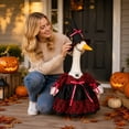 thumbnail image 1 of Porch Goose Accessory Set, Porch Goose Outfits, Halloween Porch Goose Outfit, Wizard, 23X8 Inch Red Black Lace Witch Dress with Pink Bow Accents and Matching Witch Hat for Holiday, 1 of 6