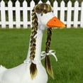 thumbnail image 1 of Porch Goose Apparel Colorful Synthetic Braiding Garden Goose Hair Braids Curly Braiding Hair Outfits with White Bow Decoration for Outdoor Patio & Yard Goose Statues(C), 1 of 1