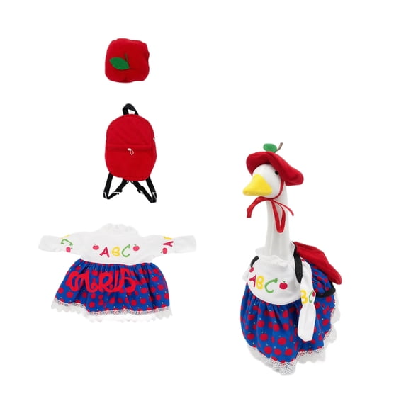 Porch Goose Back to School Outfit with Abc Dress and Red Apple Hat, Fall Outdoor Decorations for Porch and Patio, Back to School Decor for Garden