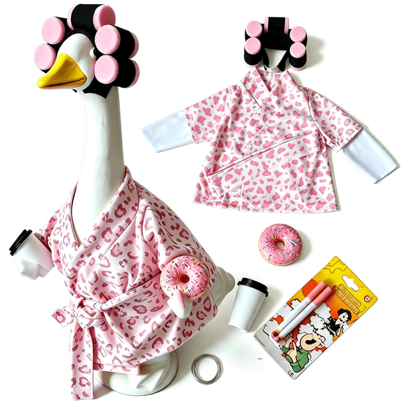 Porch Goose Bathrobe Outfits, Porch Goose Robe Costume With Cozy Bath Towel Style Accessories, Porch Goose Outfits For 23 Inch Garden Statue Outdoor Decor, Unique Front Porch Yard Decoration