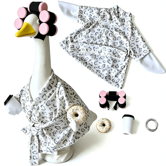 Porch Goose Bathrobe Outfits, Porch Goose Robe Costume With Cozy Bath Towel Style Accessories, Porch Goose Outfits For 23 Inch Garden Statue Outdoor Decor, Unique Front Porch Yard Decoration