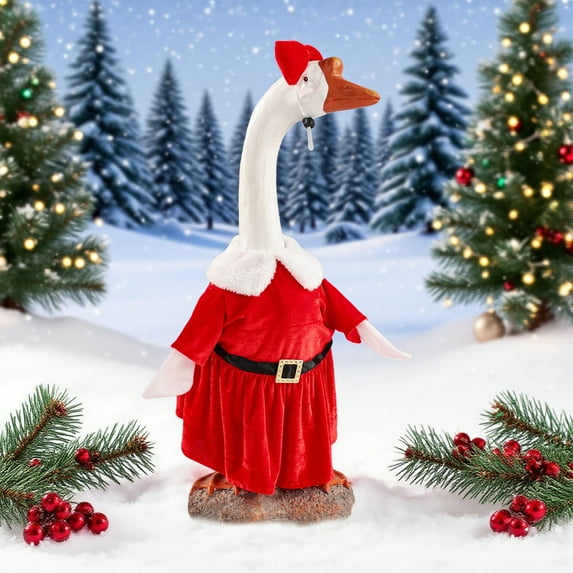 Porch Goose Christmas Outfit Statue – Funny Yard Goose Statue Clothes For Outdoor Lawn Decor Porch Goose Decorations