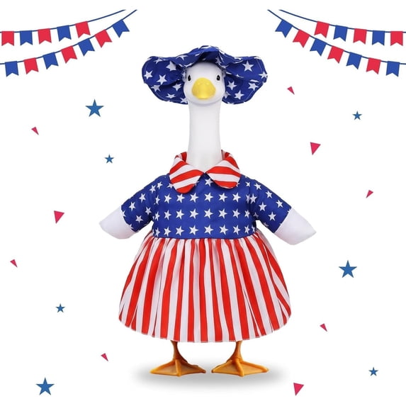 Porch Goose Decorative Clothing Set, Big White Goose Festival Sculpture Decoration, Polyester Waterproof Fade-Resistant Yard Porch Garden Holiday Decor
