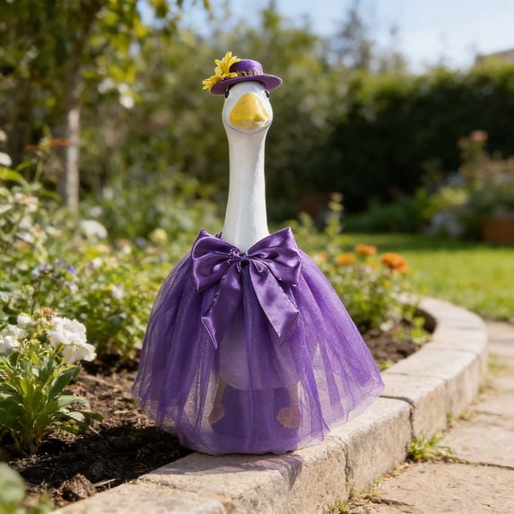 Porch Goose Dress, Spring Summer Bow Tutu Skirt Costume, Seasonal Outdoor Goose Outfit, Decorative Apparel for 23 Inch Yard Goose Decoration