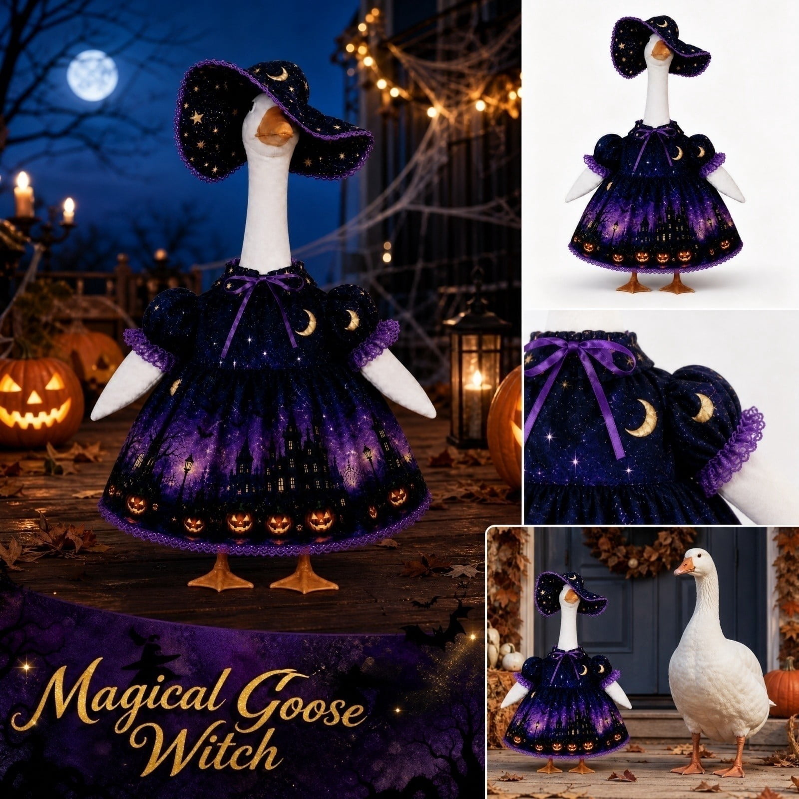 Porch Goose Halloween Outfit 24X15 Inch Large Goose Outfit with Witch ...