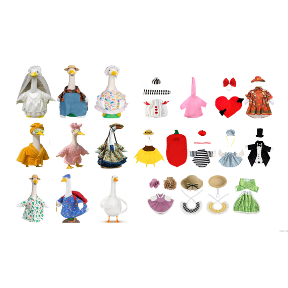 Porch Goose Outfit Cute Goose Cloth Fancy Holiday Party Porch Goose Clothes with Hat for Outdoor Garden Statues Black Suit 14.1 In