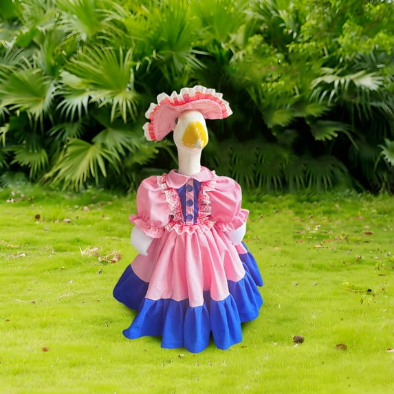 Porch Goose Outfit Dress, 23" Goose Outfit Porch Gooses Clothes for Cement Statue, Spring Porch Goose Outfit for Holiday Party Outdoor Decoration