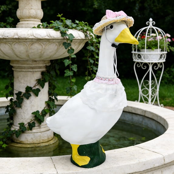 Porch Goose Outfit for 23 Inch Large Cement Goose, Weather-Resistant Lawn Goose Clothes with Adjustable Elastic Neck