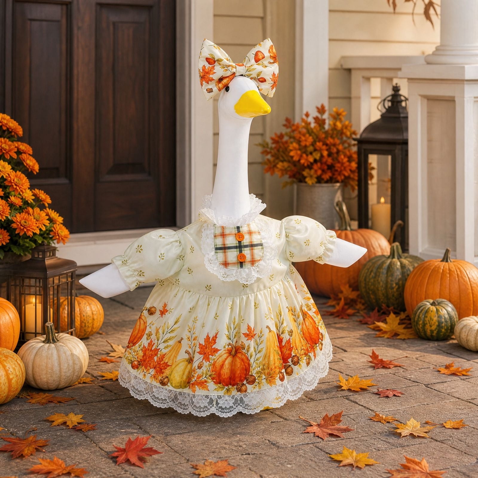 Porch Goose Outfits for 19-23 Inch Statue Pumpkin Fall Dress with