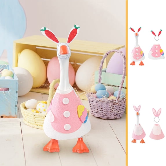 Porch Goose Outfits 2-Piece Easter Bunny Felt Set with Dress and Removable Headband Fits 19 and 23 Inch Statues for Spring Holiday Decor 2 Styles Available