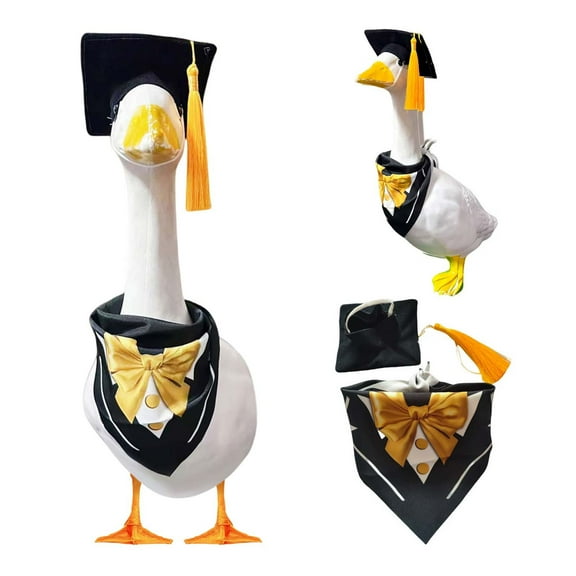 Porch Goose Outfits 23", Graduation Season Bachelor's Hat Big White Gooses Festival Decoration Sculpture Decoration Outdoor Patio Yard Lawn Art Decoration