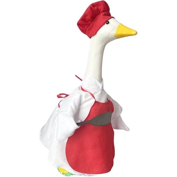 Porch Goose Outfits, 23 Inch Tall Cement Plastic Lawn Goose Statue Costume, Chef Set for Lawn Goose Statue, Suitable for Easter Party Yard Outdoor