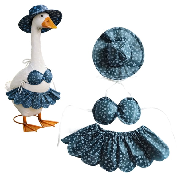 Porch Goose Outfits,Bikini Set for 23" Porch Goose,Spring & Summer Porch Goose Decor with Straw Hat,Top and Skirt,Cute Beach Bikini Goose Outfits for Lawn Garden Patio