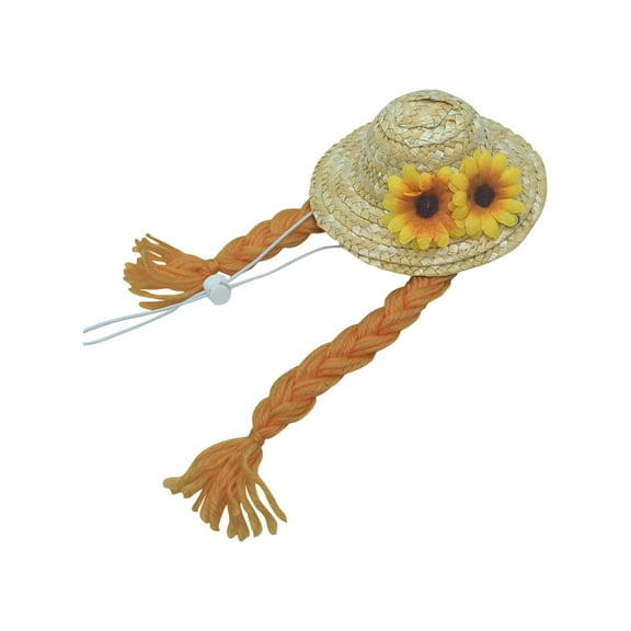 Porch Goose Outfits, DELESYS Summer Porch Goose Sunflower Hat and Wigs, Cute Lawn Goose Statue Braid Wig for 23" Cement Plastic Goose Outdoor Statue Patio Yard Lawn Art