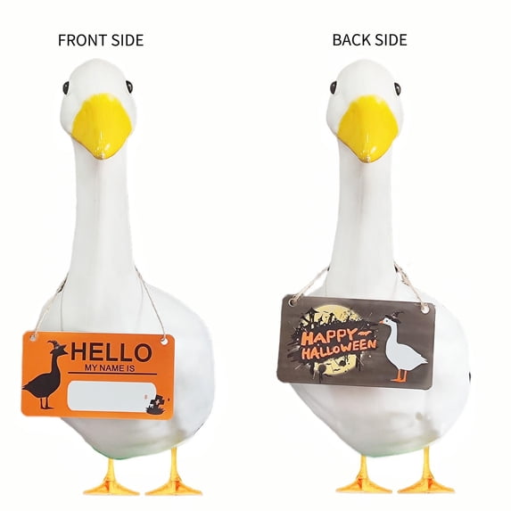 Porch Goose Outfits Double Sided Hanging Tags for 23 Inch Goose, Reversible Greeting Signs for Welcome or Holiday Messages, Seasonal Swap Yard Accent, Weather Resistant