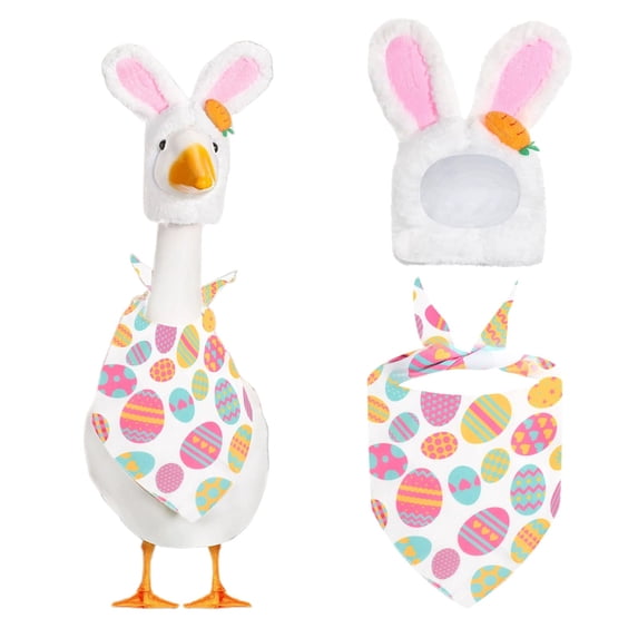 Porch Goose Outfits for Easter Decorations, with Easter Eggs Bib & Carrot Bunny Hat, 23 inch Easter Porch Goose Outfits, Porch Goose, Outdoor Easter Decorations