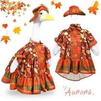 Porch Goose Outfits Fall Maple Dresses Clothes for Cement or Plastic Porch Goose Costume for Yard Lawn Outdoor Garden Patio Statue Thanksgiving Party Xmas Holiday Decor