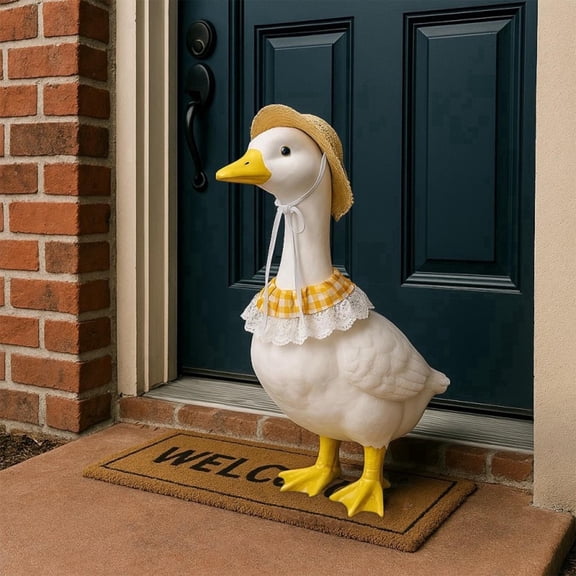 Porch Goose Costume Goose Outfits Porch Goose Summer Outfit Garden Goose Costume Yard Goose Outfits Porch Clothing Wreath Grass Hat Decoration 1 Set Holiday Decoration