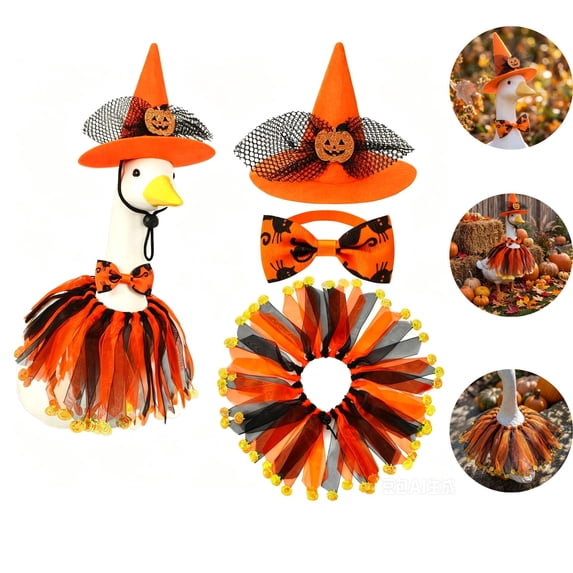 Porch Goose Outfits Halloween Porch Goose Halloween Outfit 3 Pieces Goose Clothes Outdoor Yard Lawn Porch Goose Statue Holiday Decoration,orange